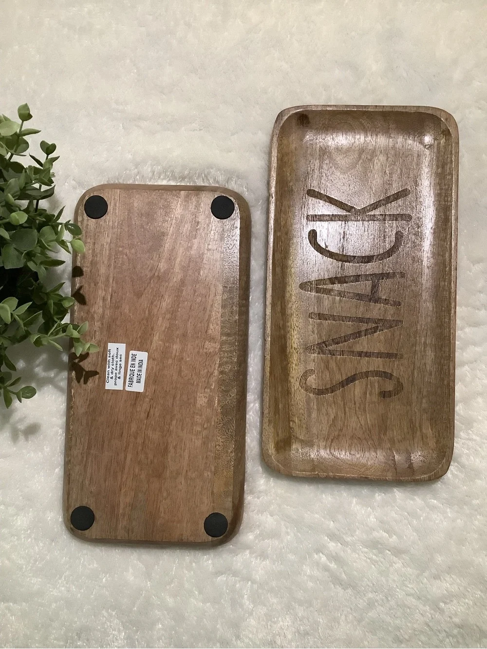 Rustic Wood 'SNACK' Serving Tray - Brown